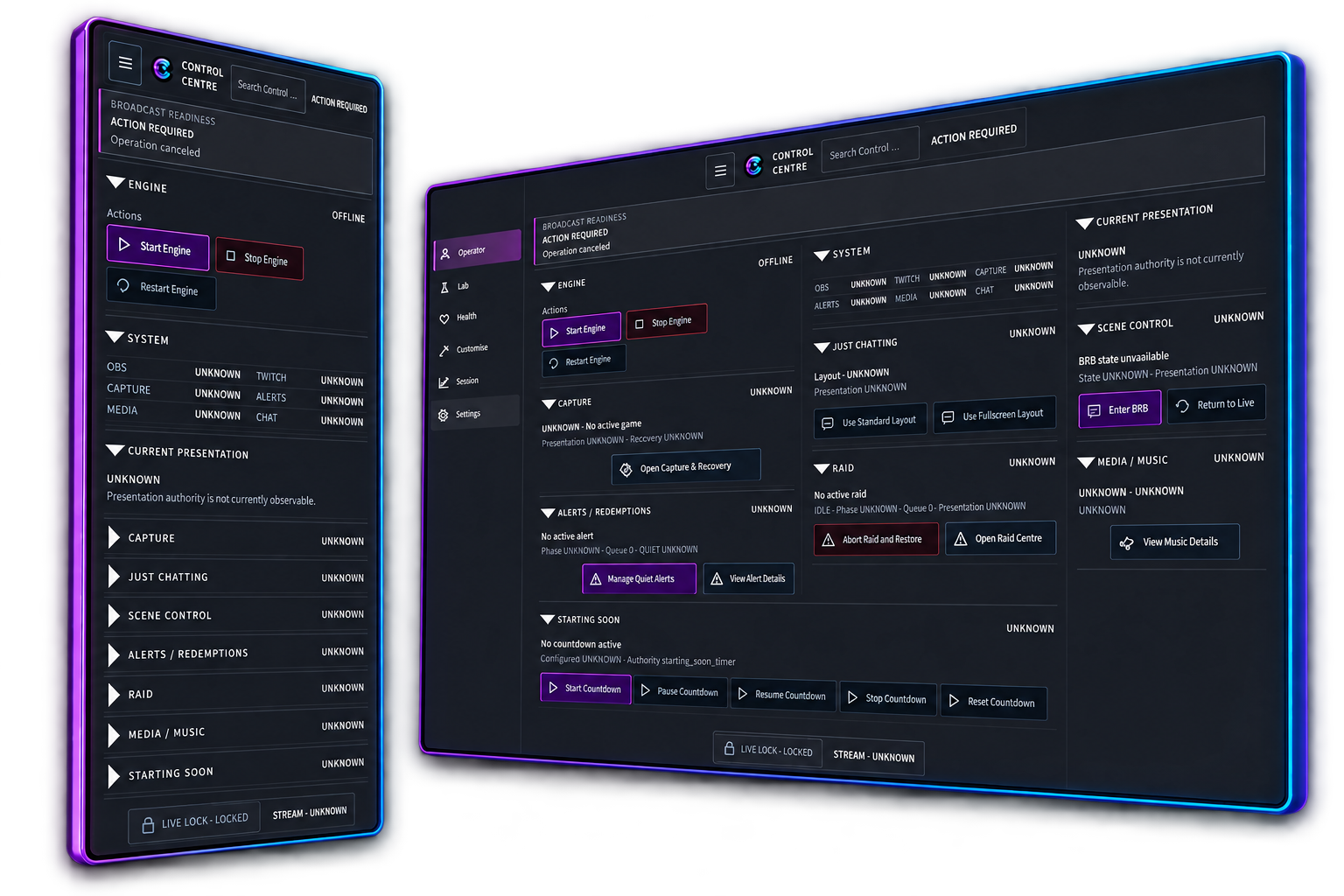 CRESA Control Centre interface